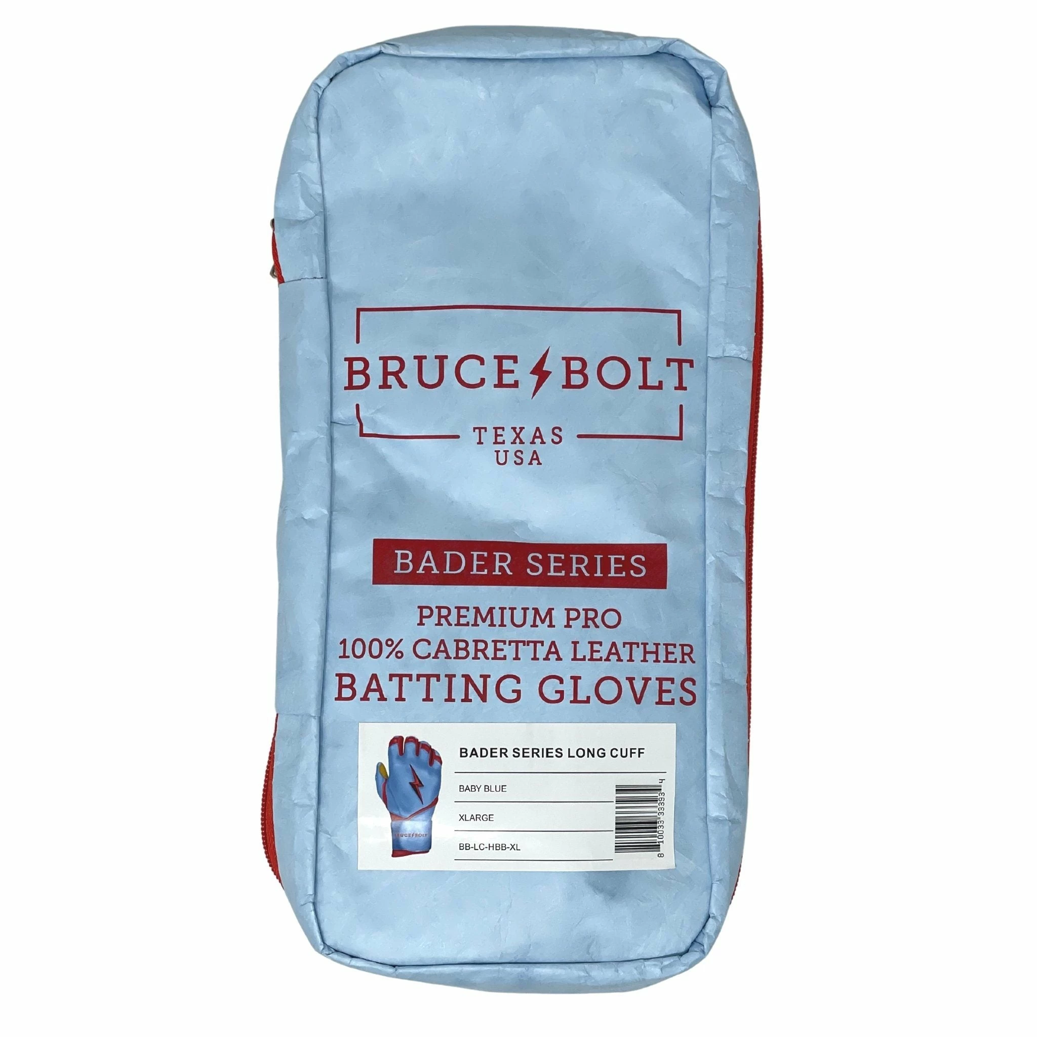 Bruce Bolt PREMIUM PRO BADER Series Long Cuff Batting Gloves: Baby Blue 8 Bruce Bolt PREMIUM PRO BADER Series Long Cuff Batting Gloves: Baby Blue - Image 6