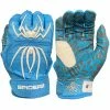 2023 Spiderz HYBRID Batting Gloves: Columbia Blue/White -Deals Baseball Glove Store 22CarolinaWhite