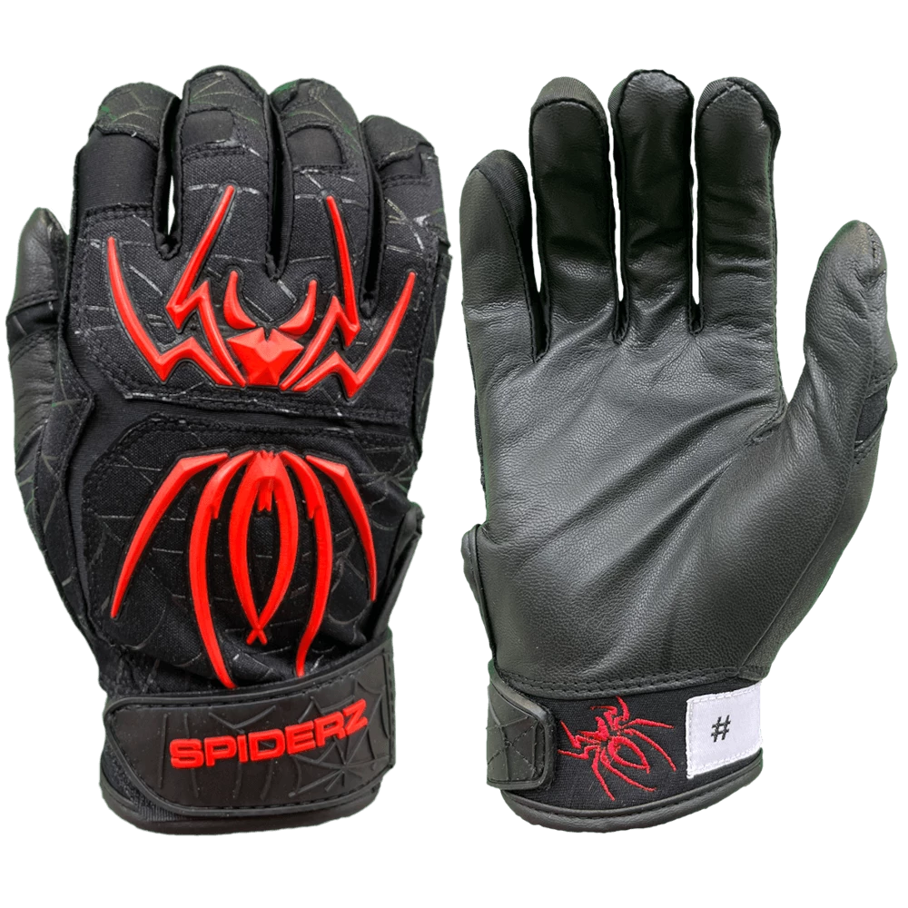 2022 Spiderz ENDITE Batting Gloves: Black And Red 3 2022 Spiderz ENDITE Batting Gloves: Black And Red