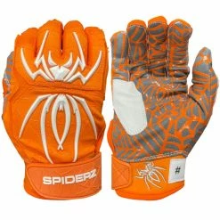 2023 Spiderz HYBRID Batting Gloves: Orange/White