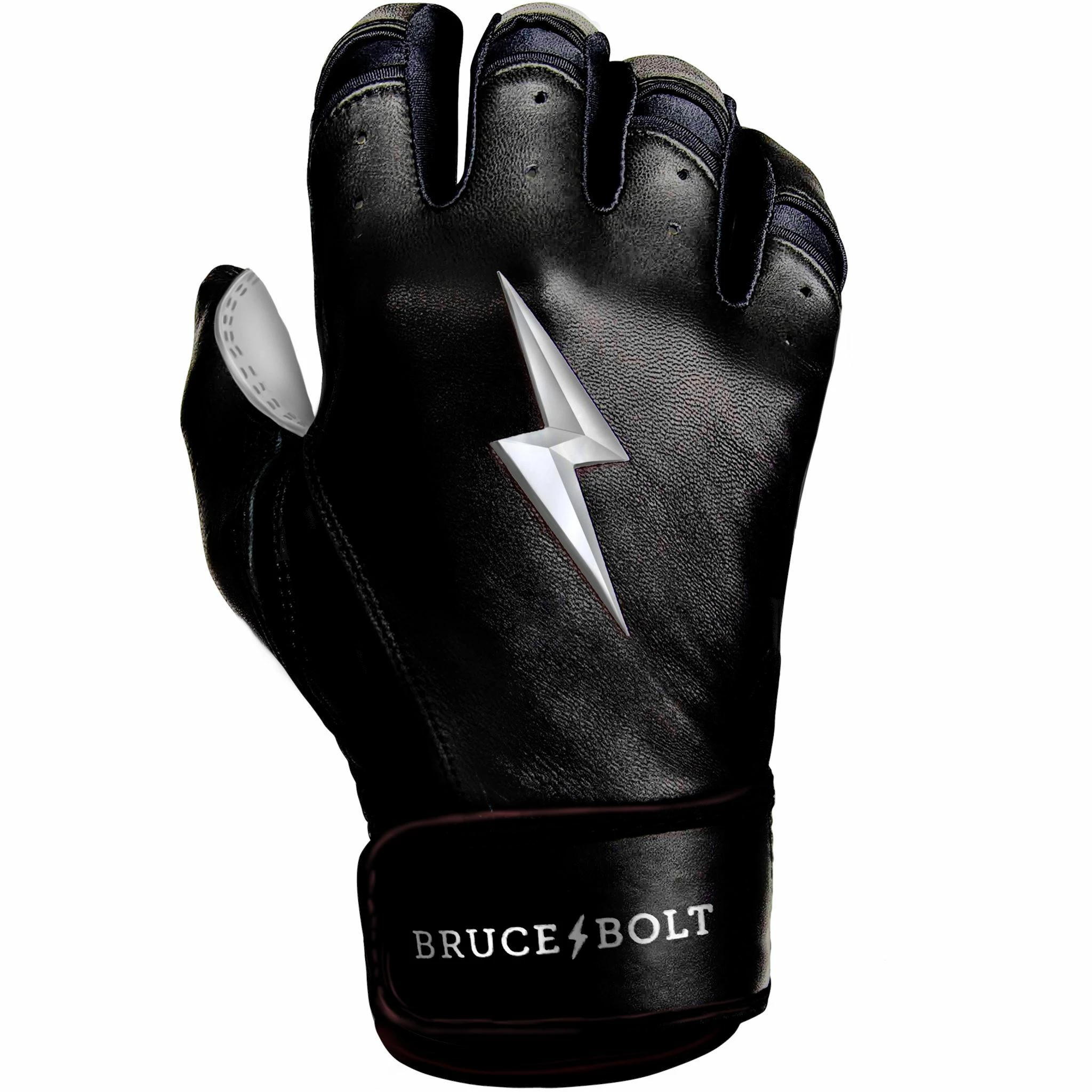 Bruce Bolt PREMIUM PRO Chrome Series Short Cuff Batting Gloves: Black 6 Bruce Bolt PREMIUM PRO Chrome Series Short Cuff Batting Gloves: Black - Image 4