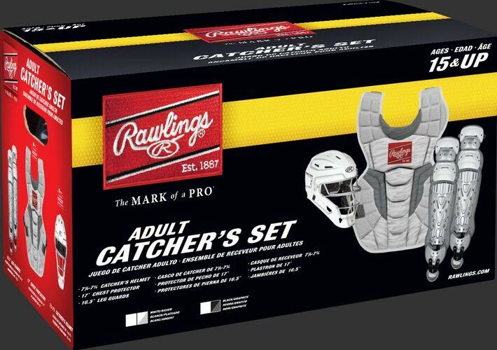 Rawlings Adult White/Silver VELO 2.0 Catcher's Gear Box Set: CSV2A-W/SIL 4 Rawlings Adult White/Silver VELO 2.0 Catcher's Gear Box Set: CSV2A-W/SIL - Image 2