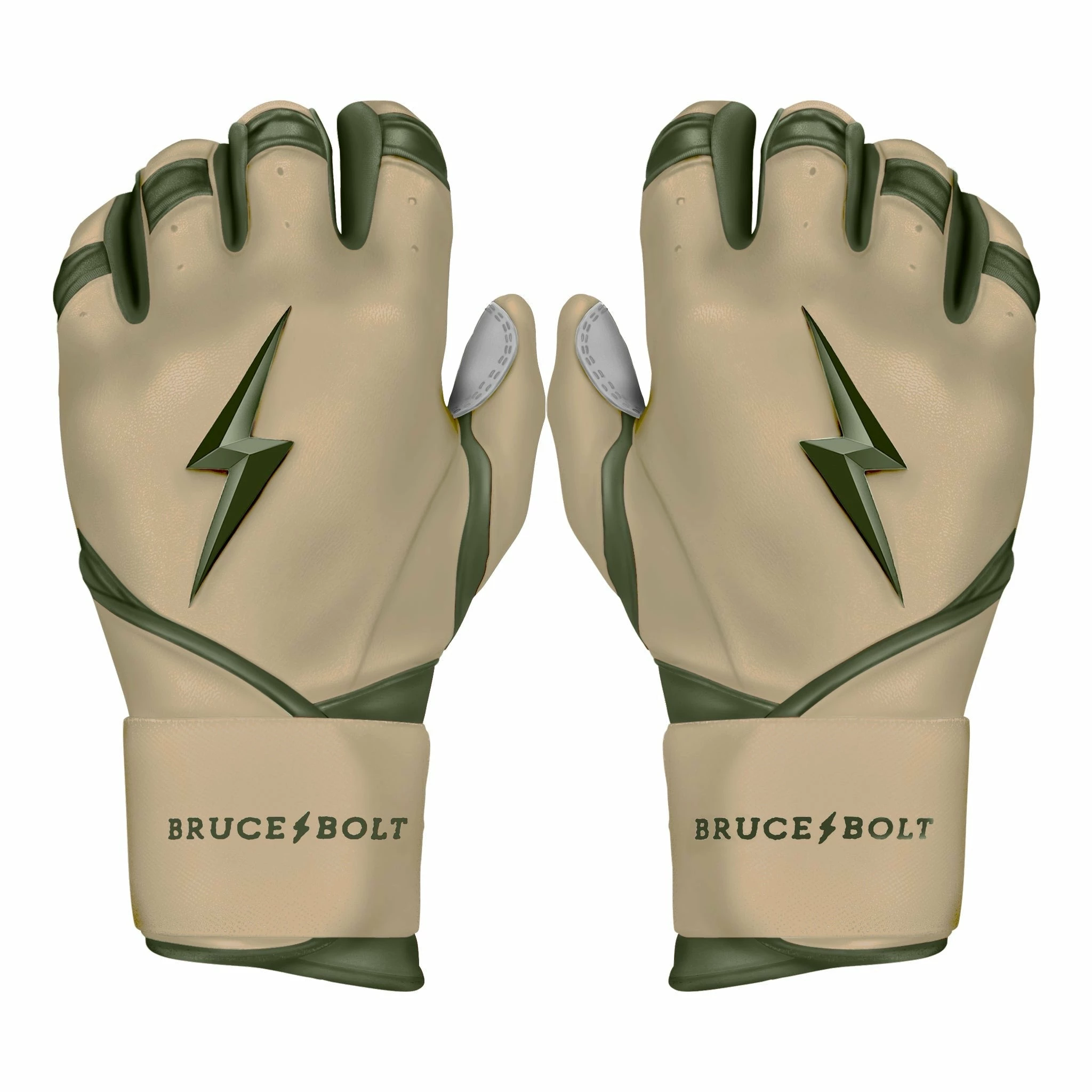Bruce Bolt Premium Pro Military Series Long Cuff Batting Gloves: Beige 3 Bruce Bolt Premium Pro Military Series Long Cuff Batting Gloves: Beige
