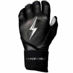 Bruce Bolt PREMIUM PRO Chrome Series Long Cuff Batting Gloves: Black -Deals Baseball Glove Store LC CHRB LEFT