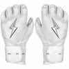 Bruce Bolt PREMIUM PRO Chrome Series Long Cuff Batting Gloves: White -Deals Baseball Glove Store LC CHRW HERO