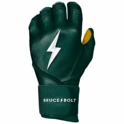 Bruce Bolt PREMIUM PRO Long Cuff Batting Gloves: Green -Deals Baseball Glove Store LC GRNG LEFT