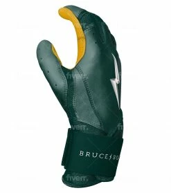 Bruce Bolt PREMIUM PRO Long Cuff Batting Gloves: Green -Deals Baseball Glove Store LC GRNG SIDE