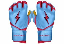 Bruce Bolt PREMIUM PRO BADER Series Long Cuff Batting Gloves: Baby Blue