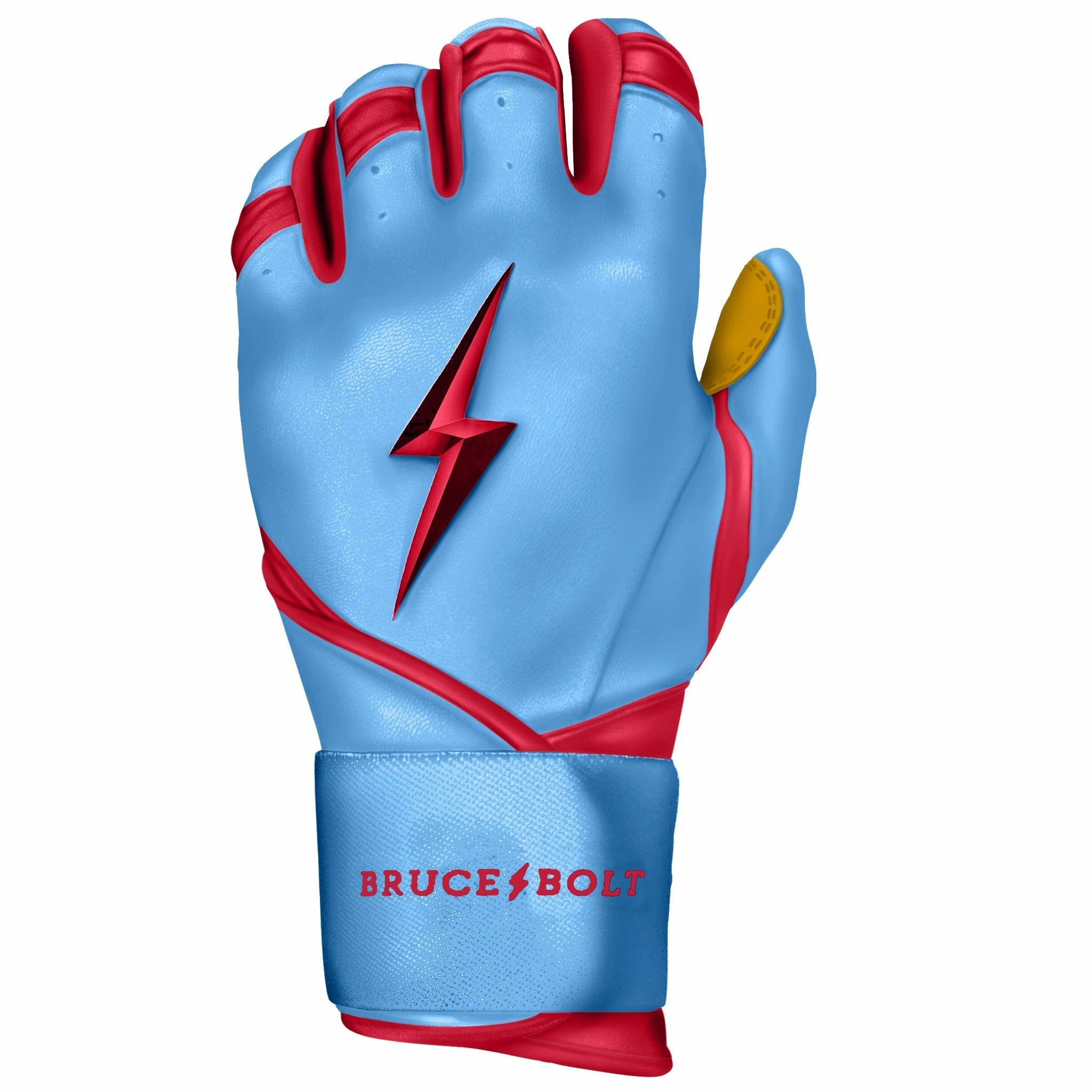 Bruce Bolt PREMIUM PRO BADER Series Long Cuff Batting Gloves: Baby Blue 4 Bruce Bolt PREMIUM PRO BADER Series Long Cuff Batting Gloves: Baby Blue - Image 2