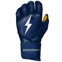 Bruce Bolt PREMIUM PRO Long Cuff Batting Gloves: Navy -Deals Baseball Glove Store LC NVYG LEFT