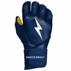 Bruce Bolt PREMIUM PRO Long Cuff Batting Gloves: Navy -Deals Baseball Glove Store LC NVYG RIGHT