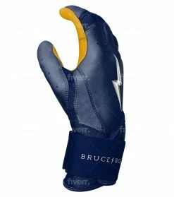 Bruce Bolt PREMIUM PRO Long Cuff Batting Gloves: Navy -Deals Baseball Glove Store LC NVYG SIDE