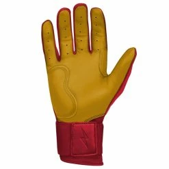 Bruce Bolt PREMIUM PRO Long Cuff Batting Gloves: Red -Deals Baseball Glove Store LC REDG PALM