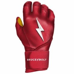 Bruce Bolt PREMIUM PRO Long Cuff Batting Gloves: Red -Deals Baseball Glove Store LC REDG RIGHT
