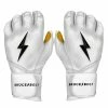 Bruce Bolt PREMIUM PRO Long Cuff Batting Gloves: White -Deals Baseball Glove Store LC WHTG HERO