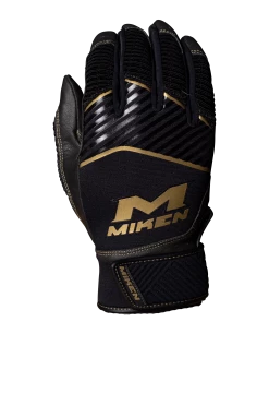 Miken Softball MK7X Adult Black And Gold Batting Gloves: MBGGLD-BLK -Deals Baseball Glove Store MBGGLDblack3
