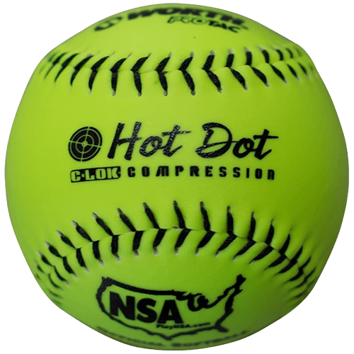 Worth 11" Hot Dot NSA Slowpitch Softballs 52/275 (Dozen): NO11SY 3 Worth 11" Hot Dot NSA Slowpitch Softballs 52/275 (Dozen): NO11SY