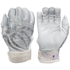 2022 Spiderz PRIZM Batting Gloves: White/Silver