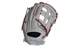 Miken Pro Series 13.5" Slow Pitch Fielding Glove - White/Scarlet: PRO135WS