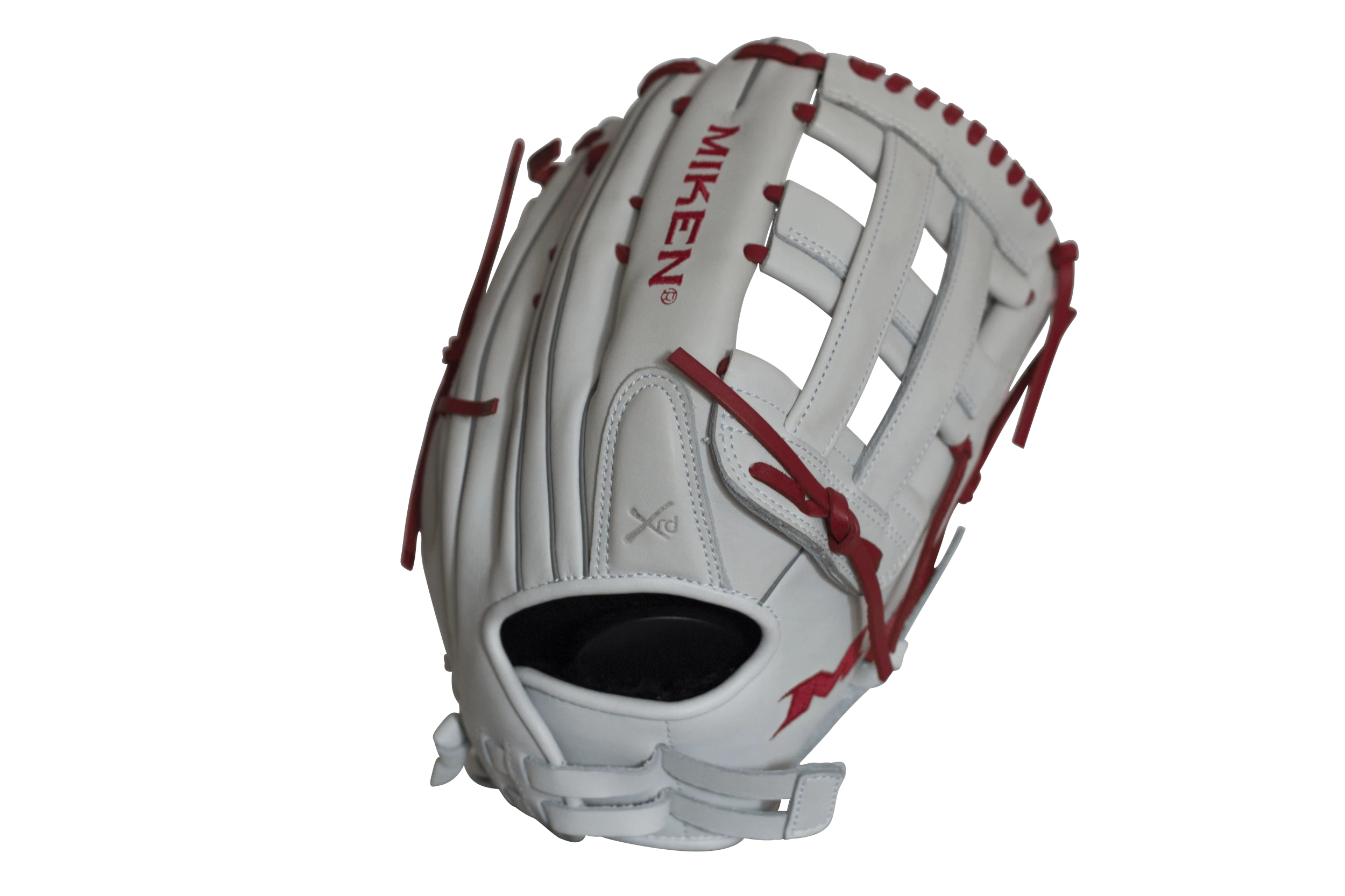 Miken Pro Series 13.5" Slow Pitch Fielding Glove - White/Scarlet: PRO135WS 3 Miken Pro Series 13.5" Slow Pitch Fielding Glove - White/Scarlet: PRO135WS