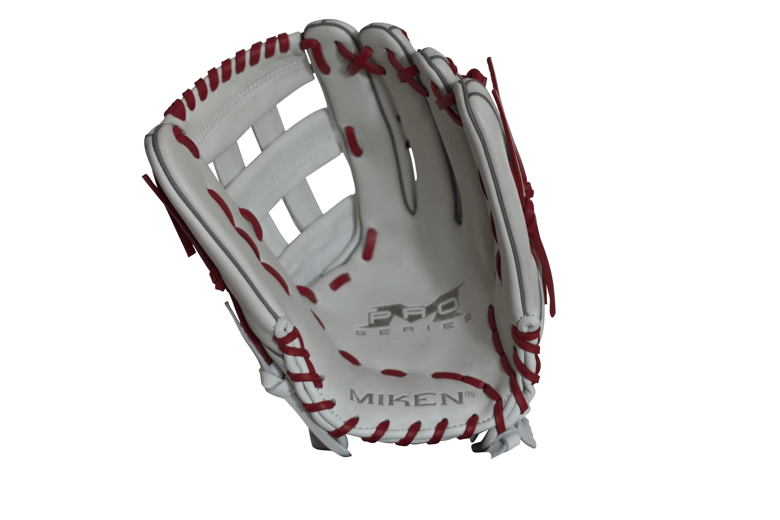 Miken Pro Series 13.5" Slow Pitch Fielding Glove - White/Scarlet: PRO135WS 5 Miken Pro Series 13.5" Slow Pitch Fielding Glove - White/Scarlet: PRO135WS - Image 3