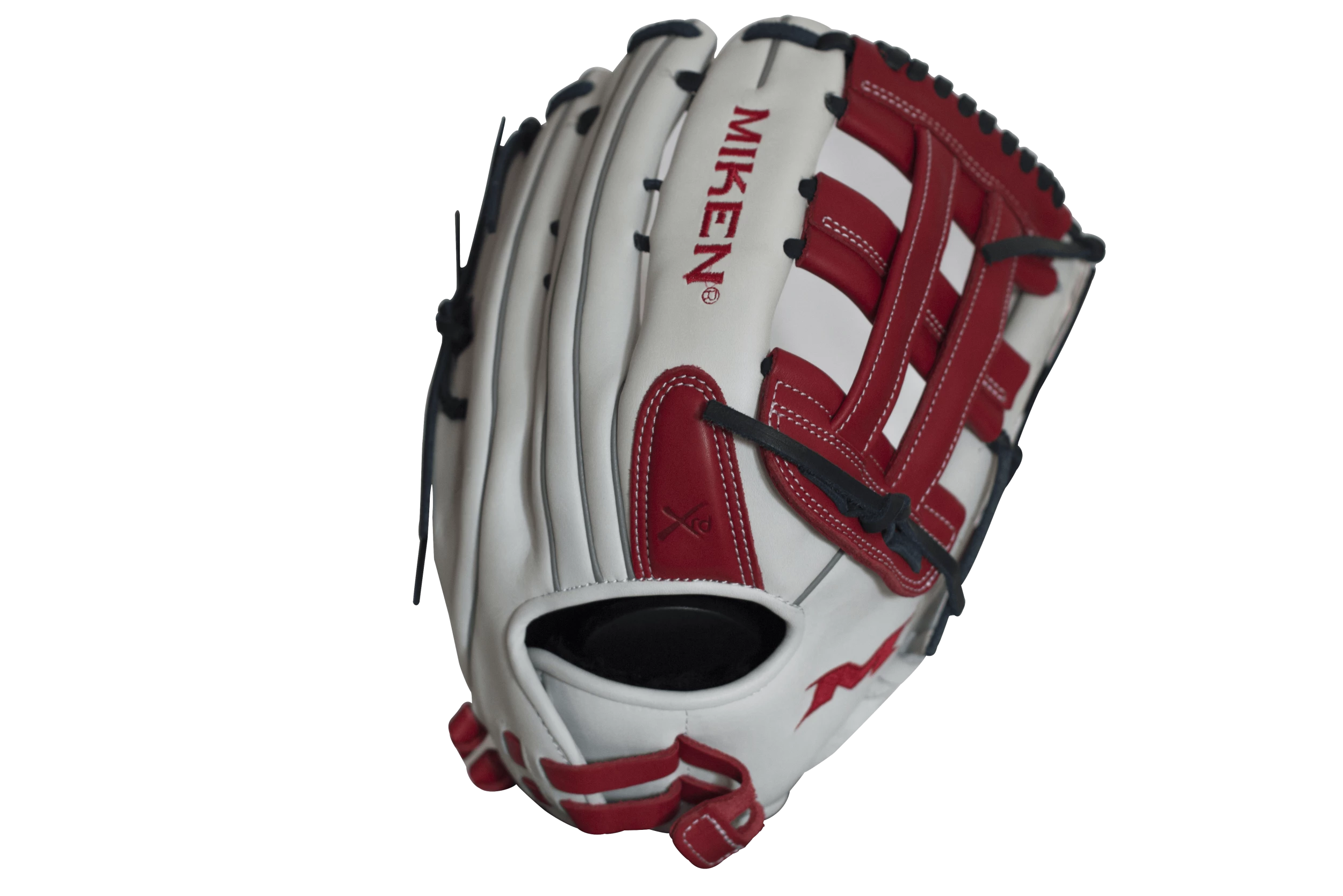 Miken Pro Series 14″ Slow Pitch Fielding Glove – White/Scarlet/Navy: PRO140WSN 5 Miken Pro Series 14″ Slow Pitch Fielding Glove – White/Scarlet/Navy: PRO140WSN - Image 3