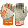 2022 Spiderz PRO Model Batting Gloves: White/Orange -Deals Baseball Glove Store PROWhiteOrange