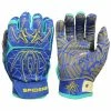2021 Spiderz HYBRID Small Batch Batting Gloves: Royal/Turquoise/Yellow -Deals Baseball Glove Store RoyalBlueYellowTurquoise