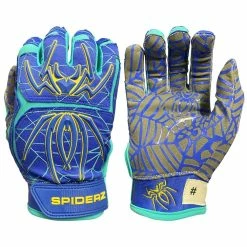 2021 Spiderz HYBRID Small Batch Batting Gloves: Royal/Turquoise/Yellow