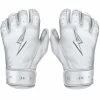Bruce Bolt PREMIUM PRO Chrome Series Short Cuff Batting Gloves: White -Deals Baseball Glove Store SC CHRW HERO