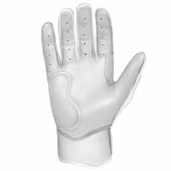 Bruce Bolt PREMIUM PRO Chrome Series Short Cuff Batting Gloves: White -Deals Baseball Glove Store SC CHRW PALM