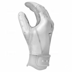 Bruce Bolt PREMIUM PRO Chrome Series Short Cuff Batting Gloves: White -Deals Baseball Glove Store SC CHRW SIDE
