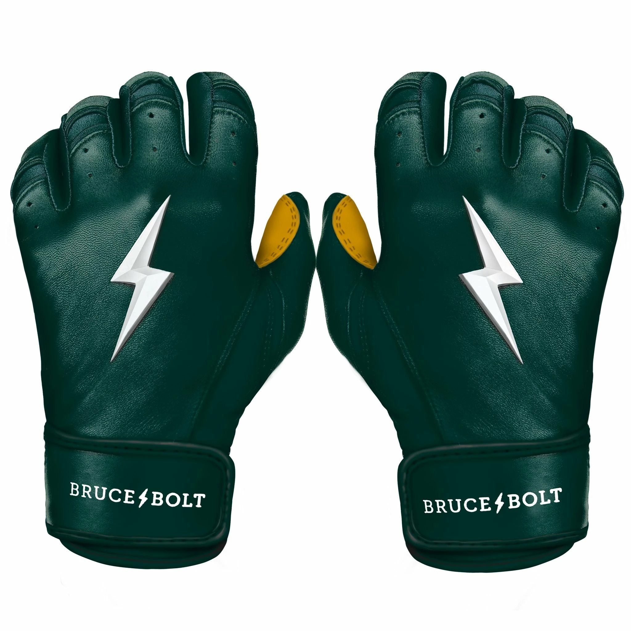 Bruce Bolt PREMIUM PRO Short Cuff Batting Gloves: GREEN 3 Bruce Bolt PREMIUM PRO Short Cuff Batting Gloves: GREEN