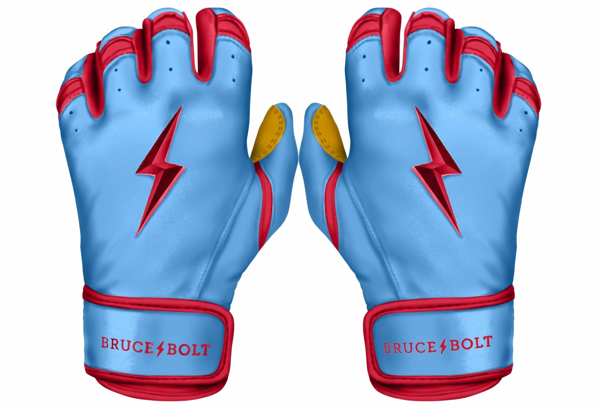 Bruce Bolt PREMIUM PRO BADER Series Short Cuff Batting Gloves: Baby Blue 3 Bruce Bolt PREMIUM PRO BADER Series Short Cuff Batting Gloves: Baby Blue