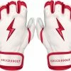Bruce Bolt PREMIUM PRO BADER Series Short Cuff Batting Gloves: White -Deals Baseball Glove Store SC HBW HERO