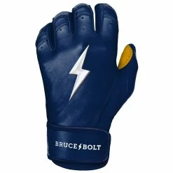 Bruce Bolt PREMIUM PRO Short Cuff Batting Gloves: Navy -Deals Baseball Glove Store SC NVYG LEFT.