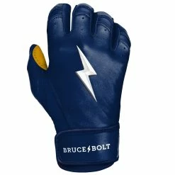 Bruce Bolt PREMIUM PRO Short Cuff Batting Gloves: Navy -Deals Baseball Glove Store SC NVYG RIGHT.