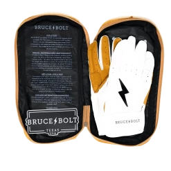 Bruce Bolt PREMIUM PRO Short Cuff Batting Gloves: White -Deals Baseball Glove Store SC WHTG BAG2