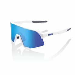 Deals Baseball Glove Store 51 100% S3 Sunglasses Matte White - HiPER Blue Multilayer Mirror Lens