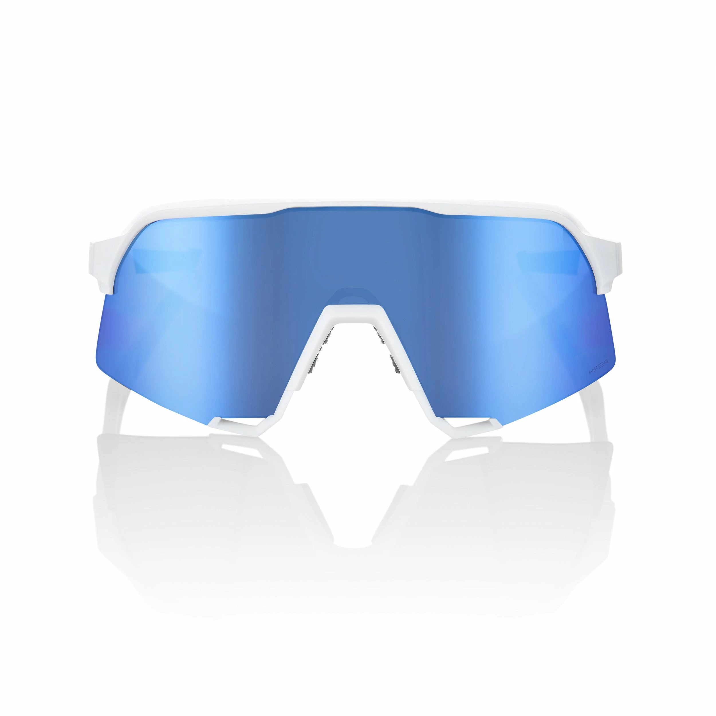 100% S3 Sunglasses Matte White - HiPER Blue Multilayer Mirror Lens 4 100% S3 Sunglasses Matte White - HiPER Blue Multilayer Mirror Lens - Image 2