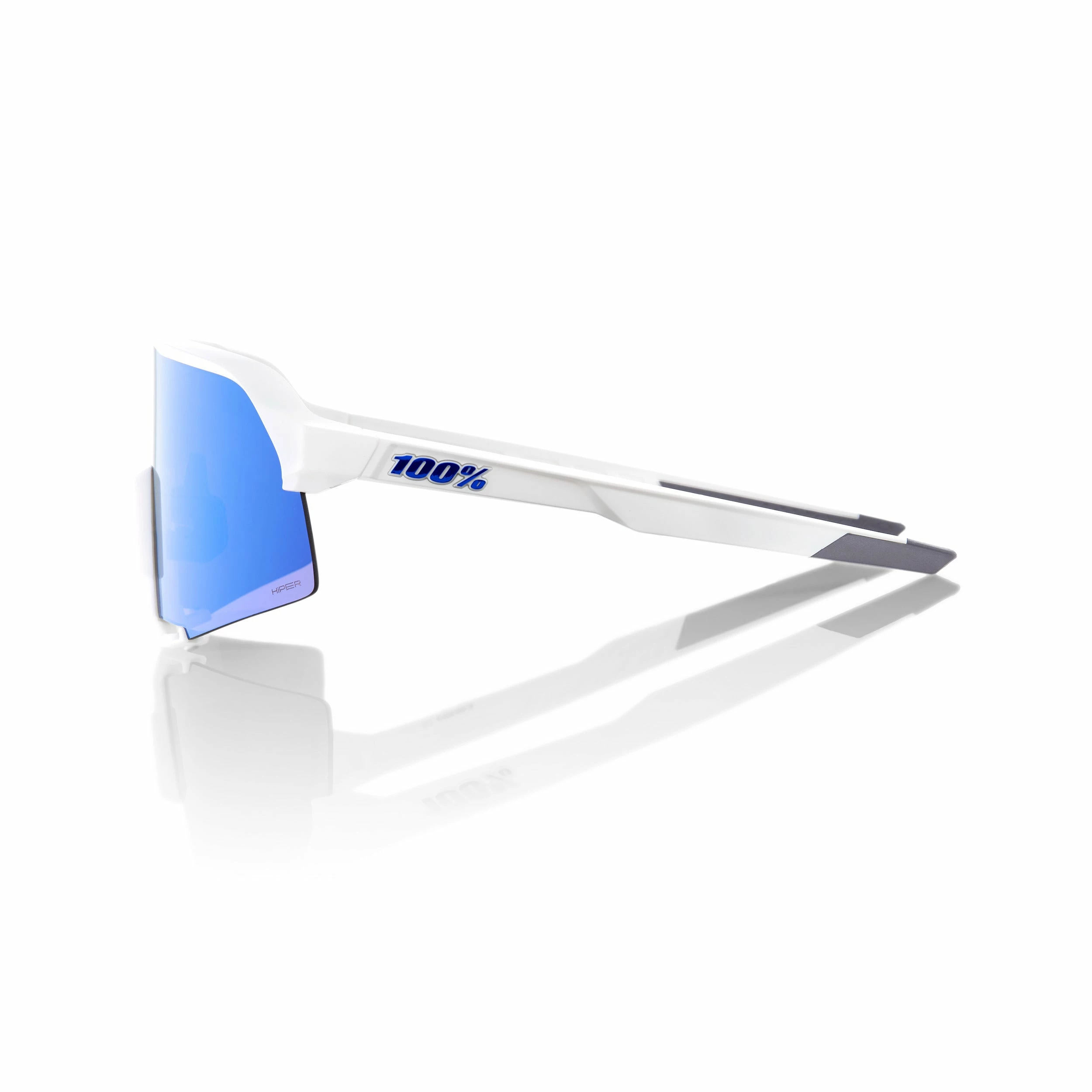 100% S3 Sunglasses Matte White - HiPER Blue Multilayer Mirror Lens 5 100% S3 Sunglasses Matte White - HiPER Blue Multilayer Mirror Lens - Image 3
