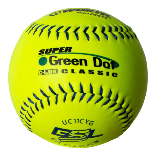 Worth 11" GSL Super Green Dot Classic W Composite Softballs (Dozen): UC11CYG 4 Worth 11" GSL Super Green Dot Classic W Composite Softballs (Dozen): UC11CYG -Deals Baseball Glove Store UC11CYG