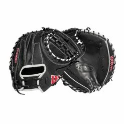 2022 Wilson A2000 M1DSS 33.5" Catcher's Mitt: WTA20RB22M1DSS -Deals Baseball Glove Store WBW100401 8 A2000 M1D C 335 Black White Red.png.cq5dam.web .1200.1200