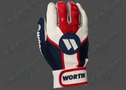 Worth Adult Red, White, And Blue Team Batting Gloves: WBATGL-RWB -Deals Baseball Glove Store WORTHBGRWB