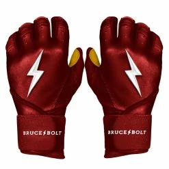 Bruce Bolt PREMIUM PRO Long Cuff Batting Gloves: Maroon