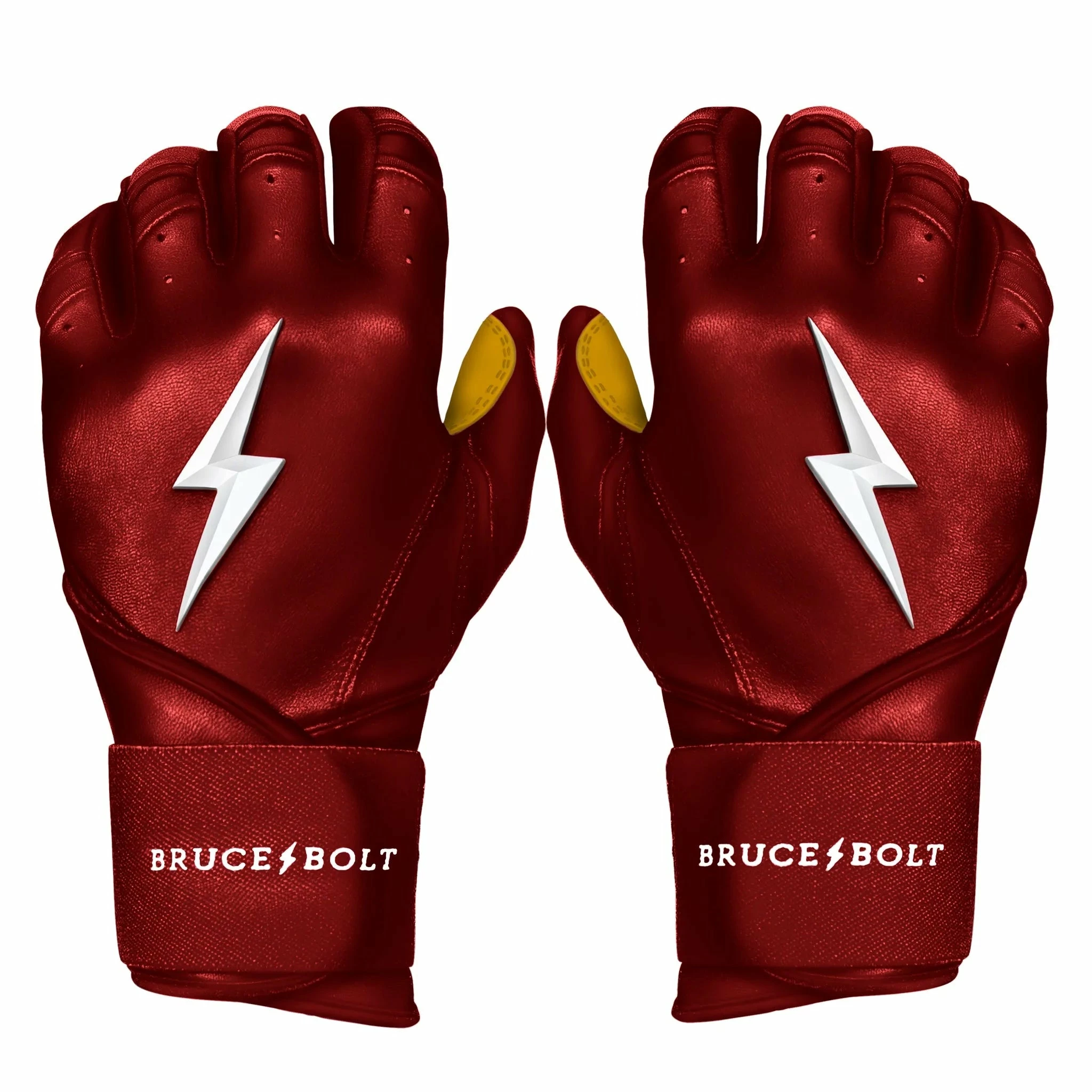 Bruce Bolt PREMIUM PRO Long Cuff Batting Gloves: Maroon 3 Bruce Bolt PREMIUM PRO Long Cuff Batting Gloves: Maroon