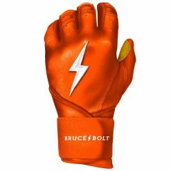 Bruce Bolt PREMIUM PRO Long Cuff Batting Gloves: Orange -Deals Baseball Glove Store premium pro long cuff batting gloves orange brucebolt 129041